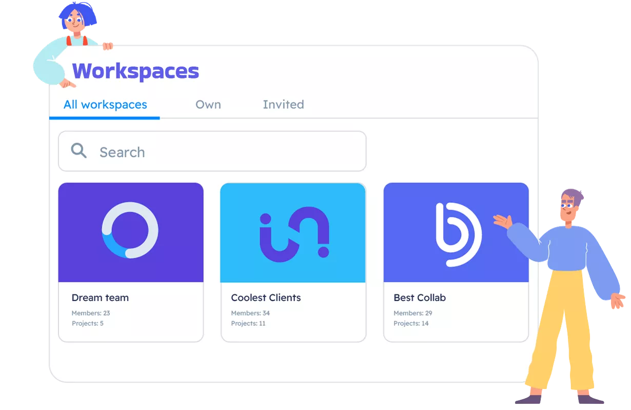 Various workspaces for project management