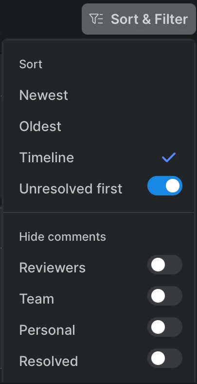 Sort and Filter Comments