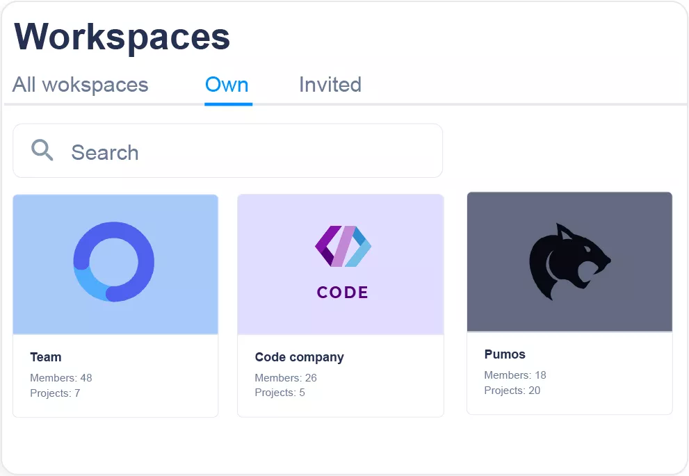 Limitless number of workspaces for different teams
