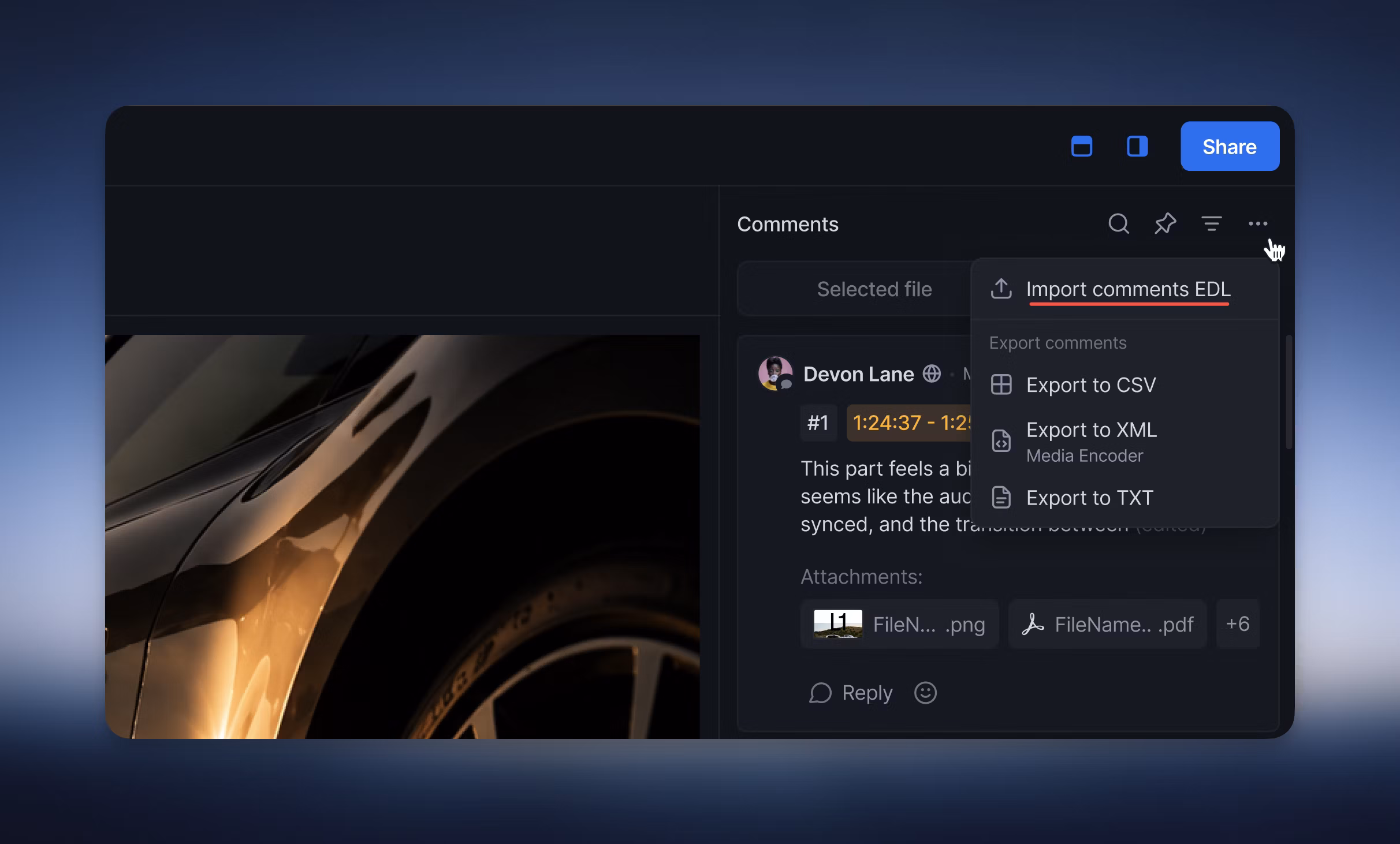 import commements from frame to krock
