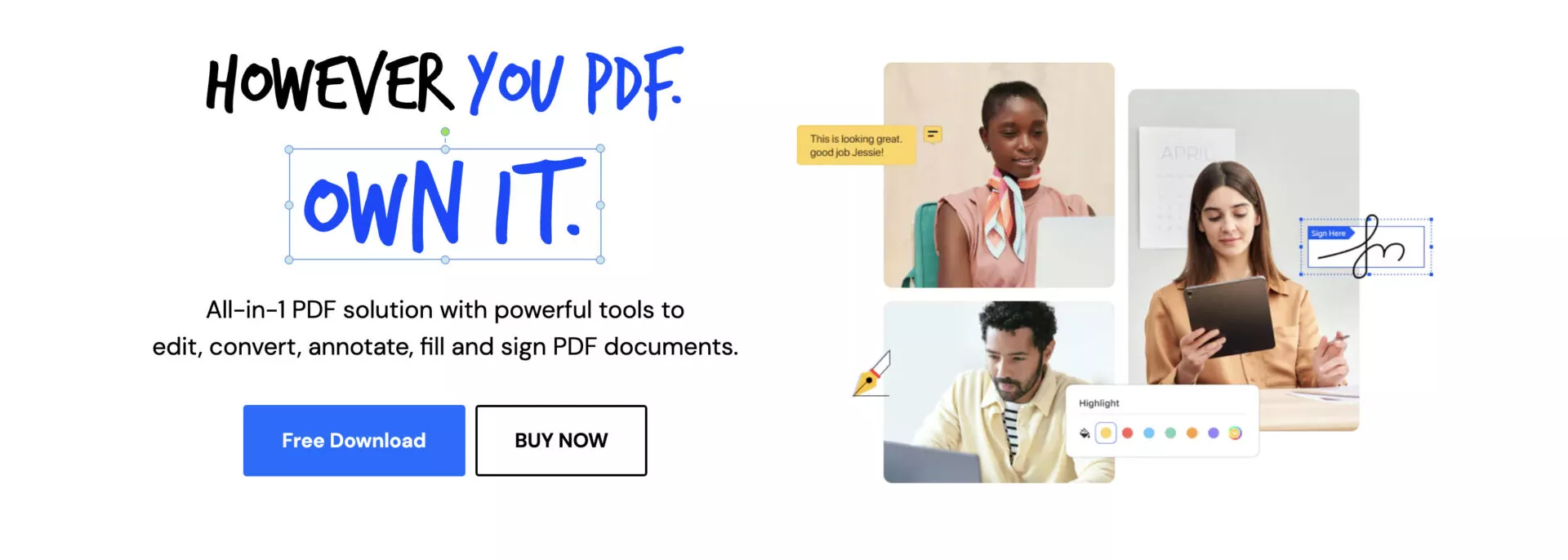 pdf element to write on pdf