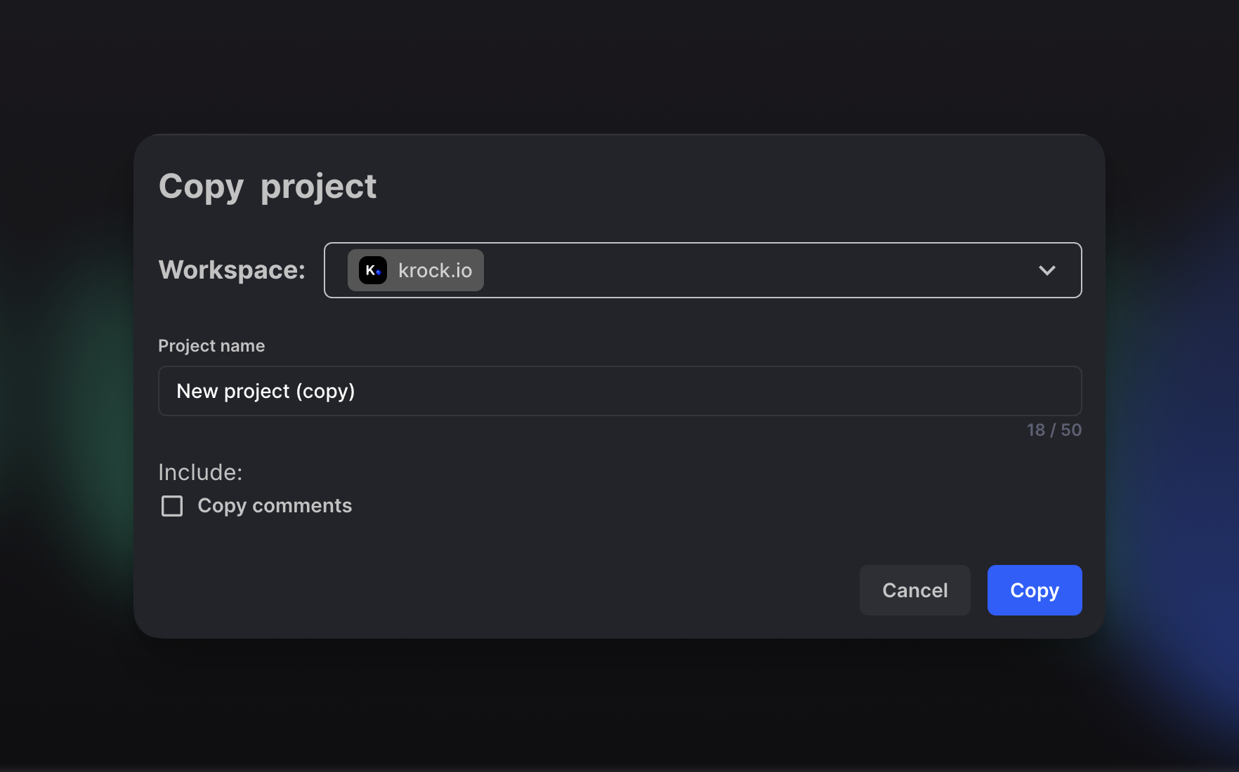 Copy Project Settings Krock.io