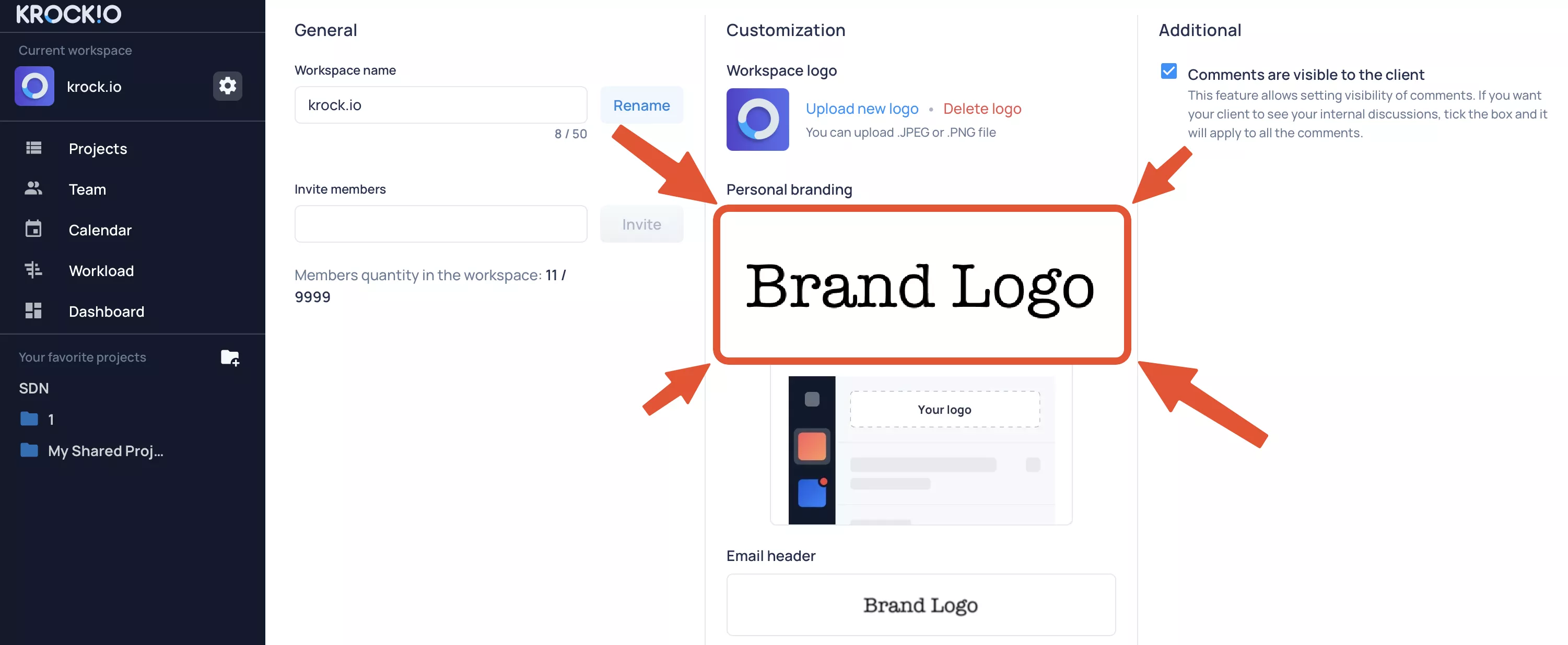 White label branding in Krock.io