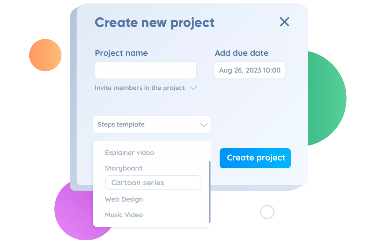 Start or manage a project with  Create -  Help