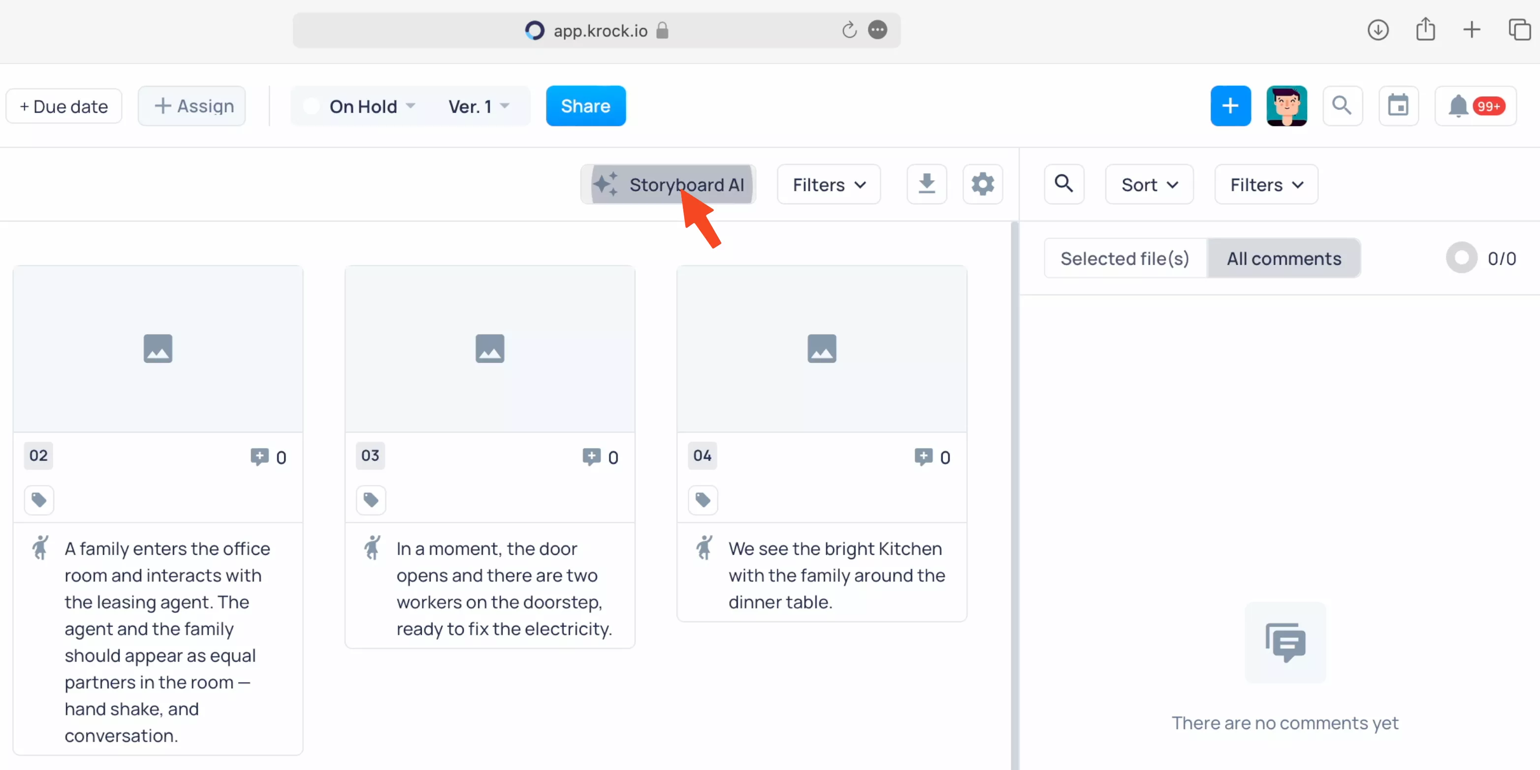 Storyboard AI - Open Storyboard AI window to generare your frames