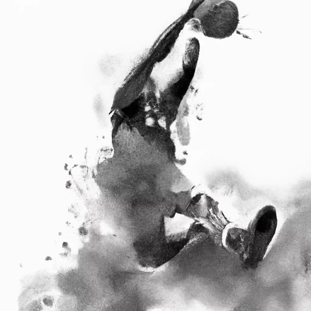 Style Pencil, Motion blur, basketball player is making slam dunk