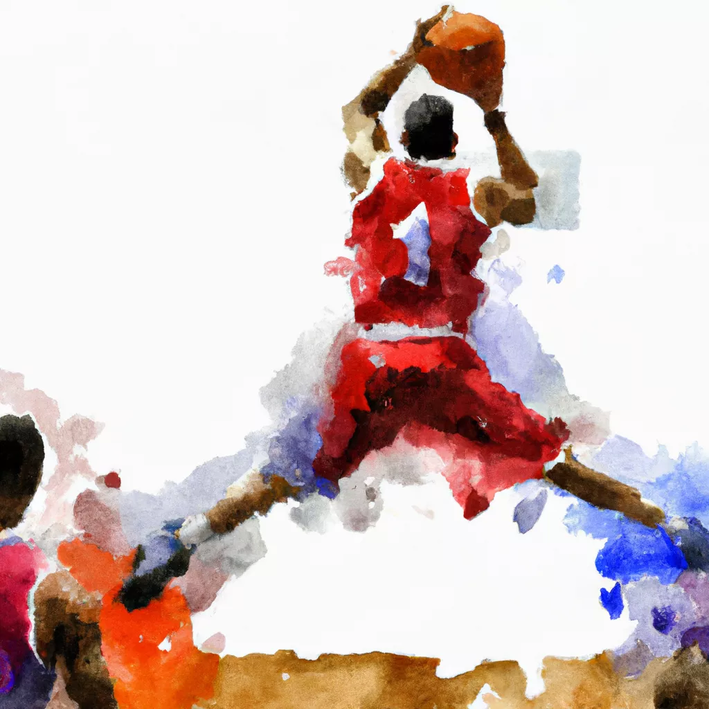 Motion blur, basketball player is making slam dunk
