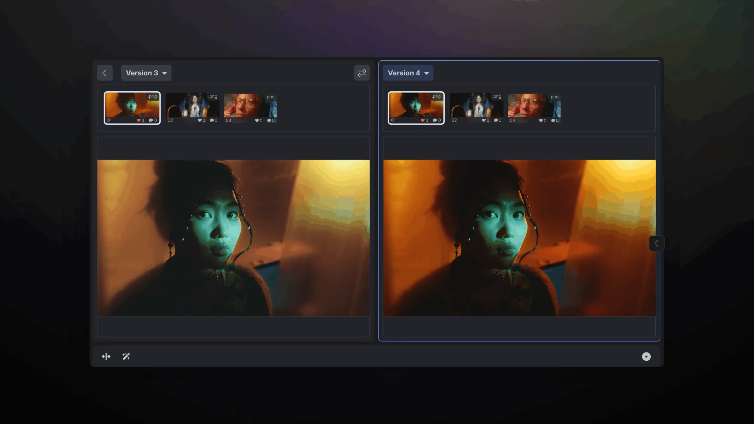 Compare versions in Frame.io v4 Alternative