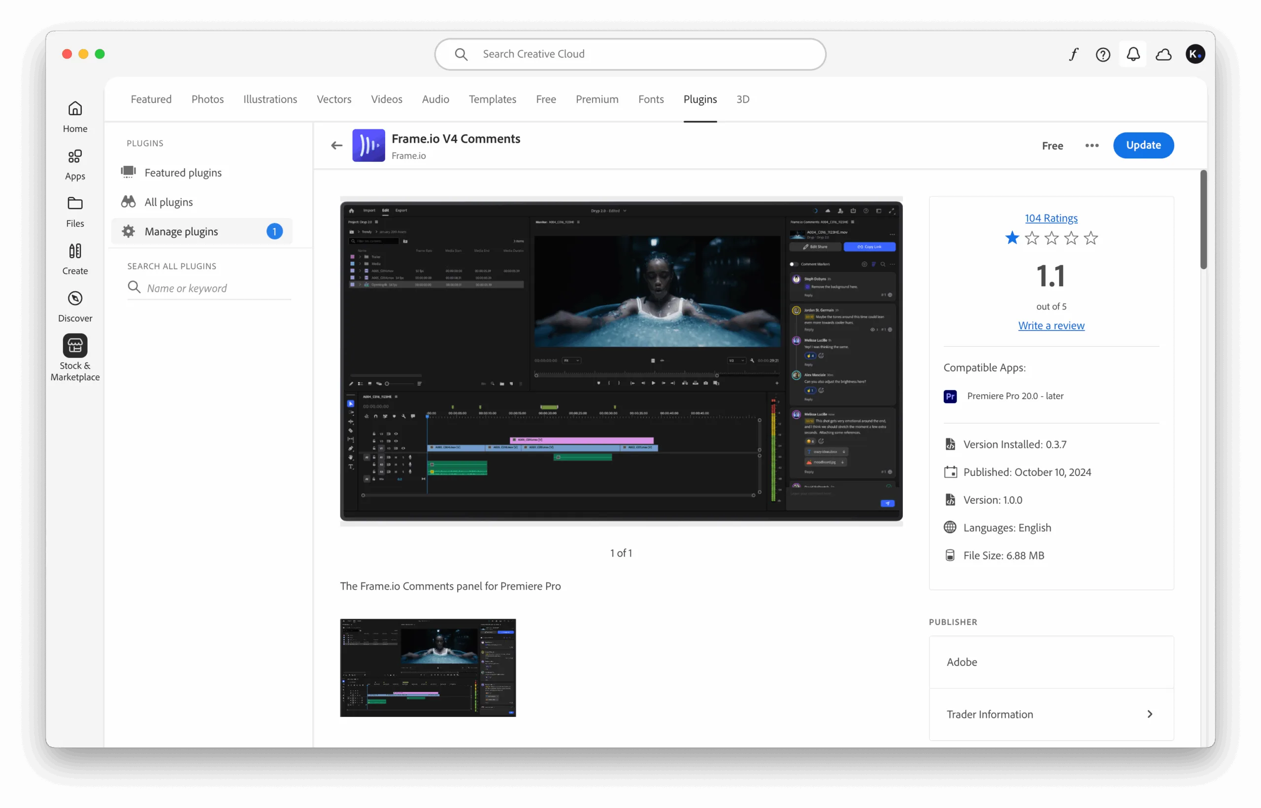 Frame.io v4 Adobe Marketplace