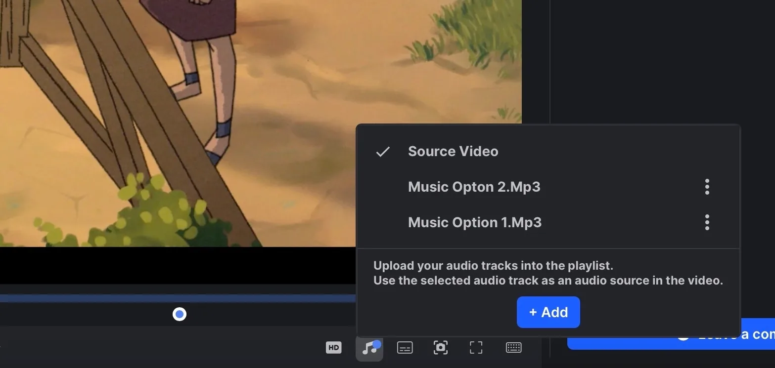 Animation with music options
