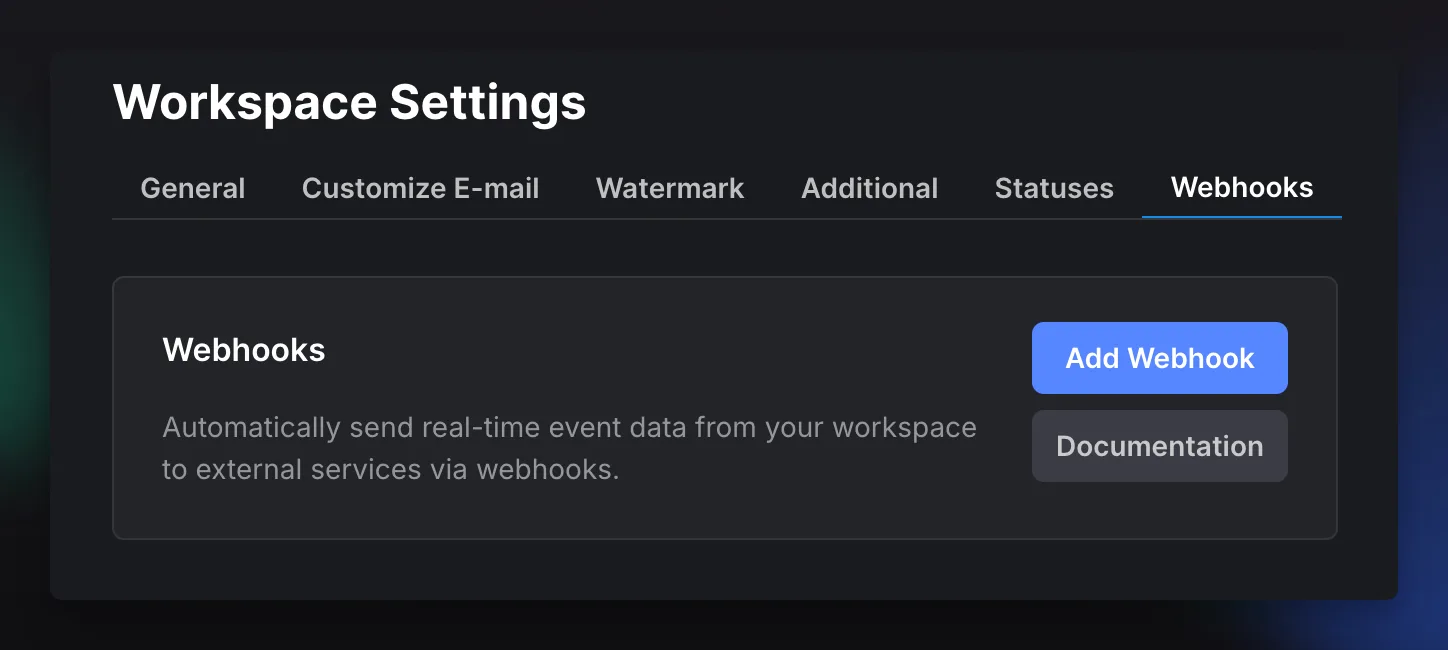 Workspace - Webhook - Krock.io