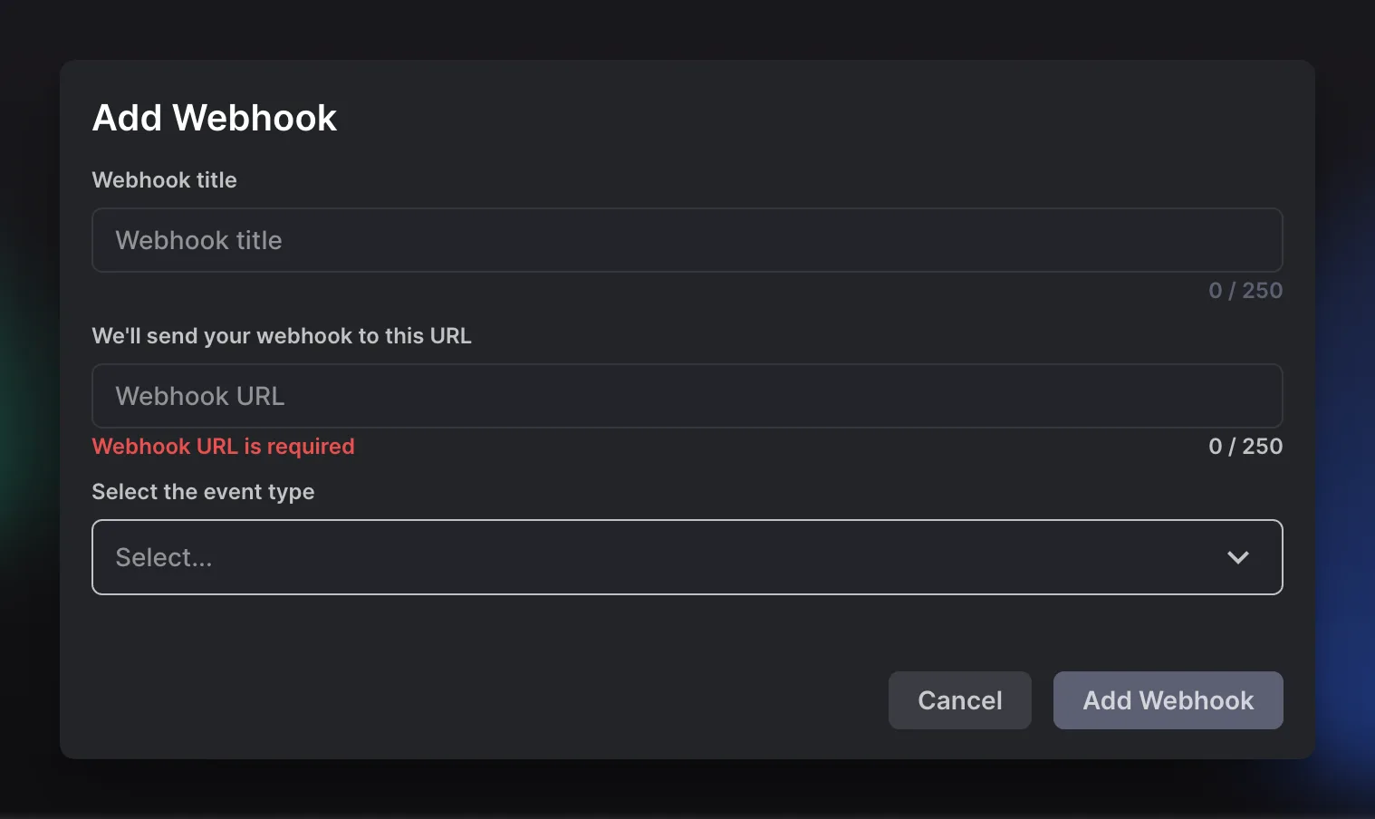 Webhook setup Krock.io
