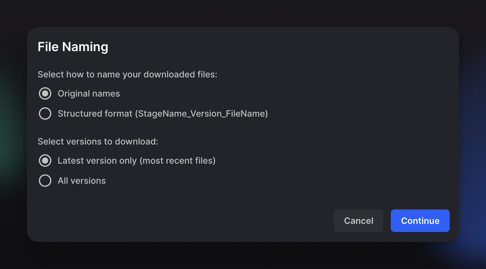 download file naming settings