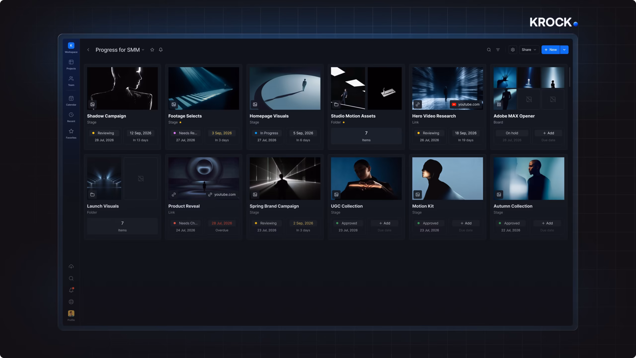 Krock Video Review Software Project view
